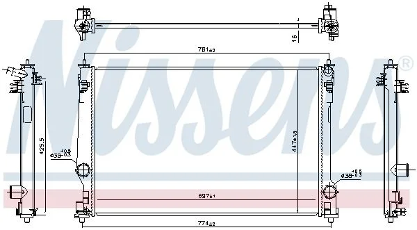 Radiator, engine cooling NISSENS 606786