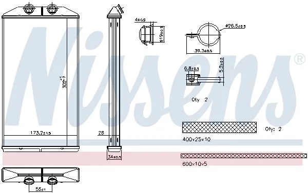 Izmenjevalnik toplote, notranje ogrevanje NISSENS 707314