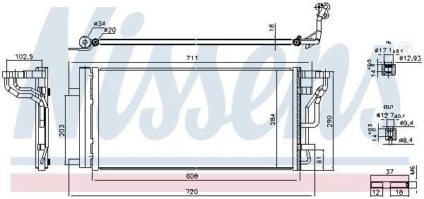 Condenser, air conditioning NISSENS 941289