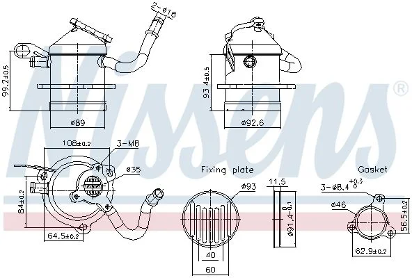 Cooler, exhaust gas recirculation NISSENS 989480