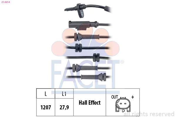 Sensor, wheel speed facet 21.0214