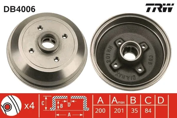 Zavorni boben TRW DB4006