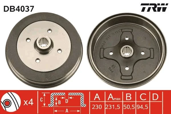 Zavorni boben TRW DB4037