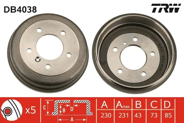 Zavorni boben TRW DB4038