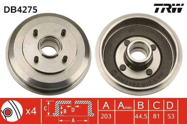 Zavorni boben TRW DB4275