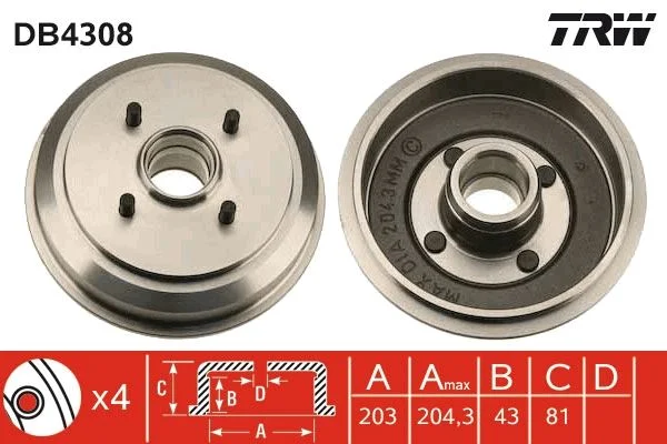 Zavorni boben TRW DB4308