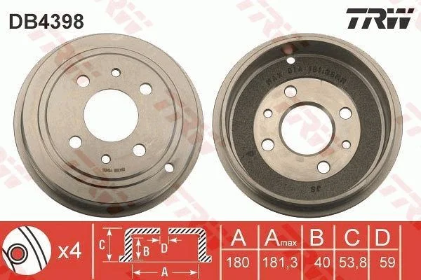 Zavorni boben TRW DB4398