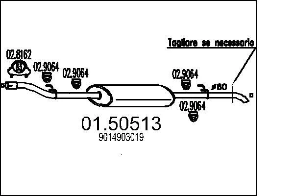 Sredinski dušilec zvoka MTS 01.50513