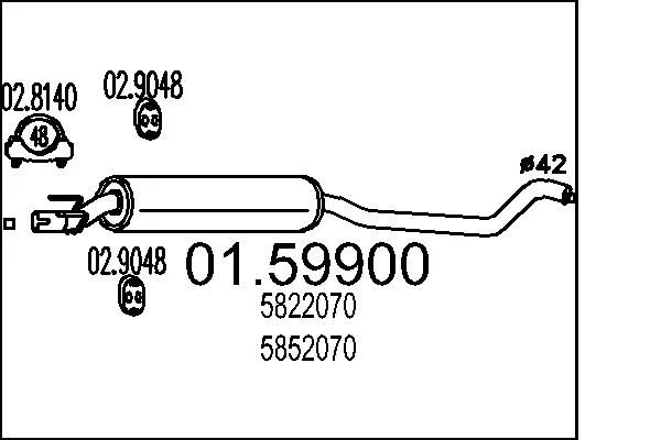 Sredinski dušilec zvoka MTS 01.59900
