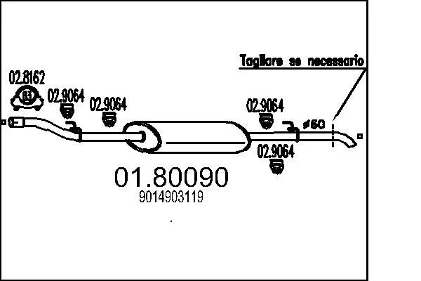 Sredinski dušilec zvoka MTS 01.80090