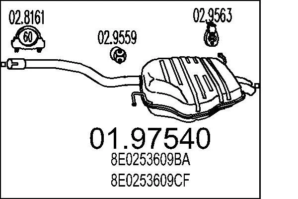 Zadnji dušilec zvoka MTS 01.97540