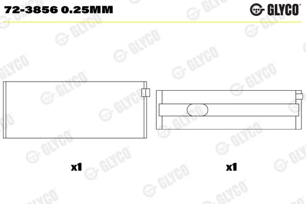 Ležaj ročične gredi GLYCO 72-3856 0.25mm