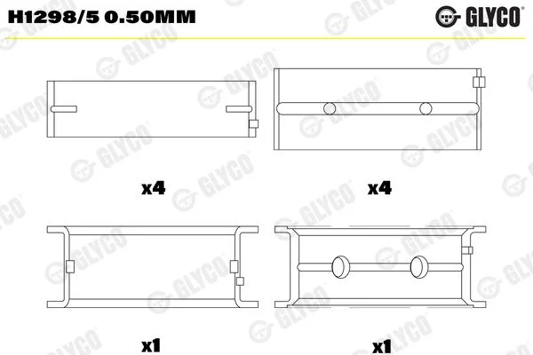 Crankshaft Bearing Shell GLYCO H1298/5 0.50MM