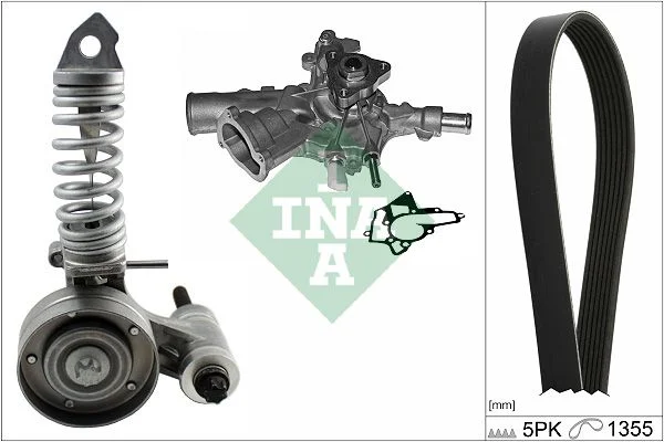 Water Pump + V-ribbed Belt Kit INA 529029731