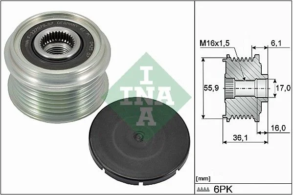 Alternatorska sklopka s prostim kolesom INA 535 0026 10