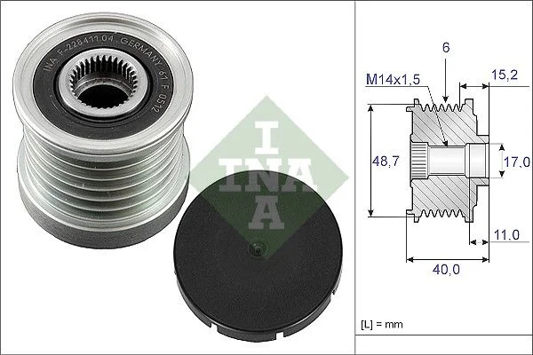 Alternatorska sklopka s prostim kolesom INA 535 0038 10