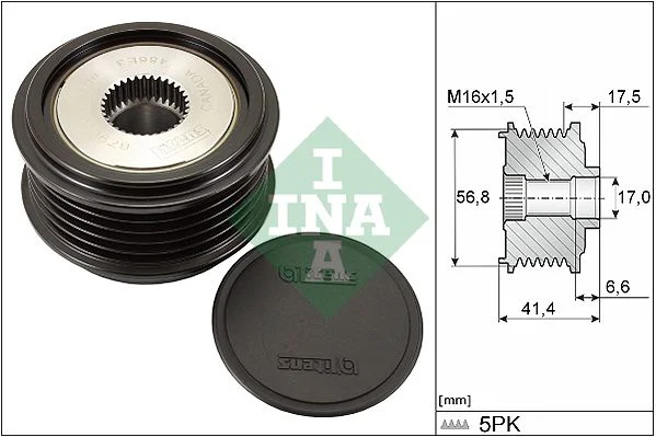 Alternatorska sklopka s prostim kolesom INA 535 0071 30