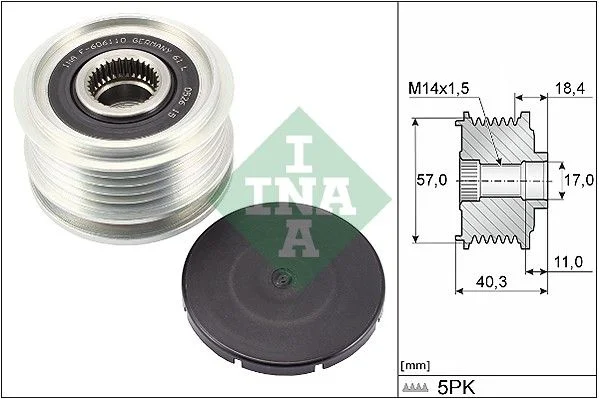 Alternatorska sklopka s prostim kolesom INA 535029510