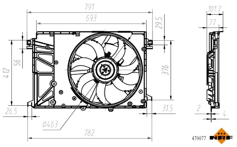 Ventilator, hlajenje motorja NRF 470077