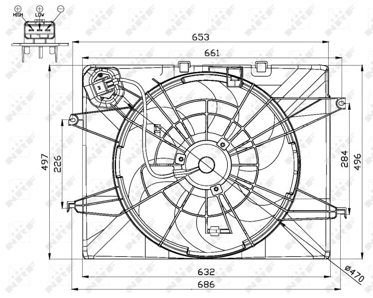 Ventilator, hlajenje motorja NRF 47564