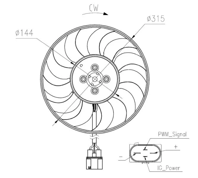 Ventilator, hlajenje motorja NRF 47970
