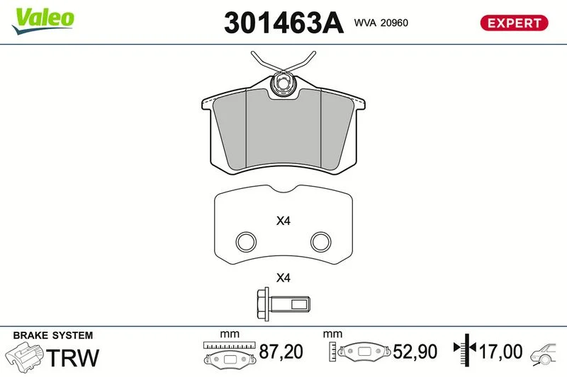 Brake Pad Set, disc brake VALEO 301463A