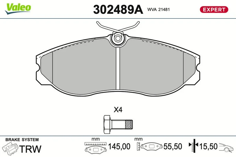 Brake Pad Set, disc brake VALEO 302489A