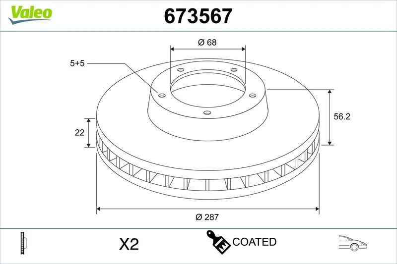 Brake Disc VALEO 673567