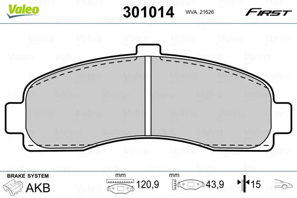 Brake Pad Set, disc brake VALEO 301014