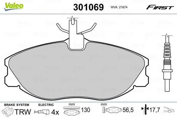 Brake Pad Set, disc brake VALEO 301069