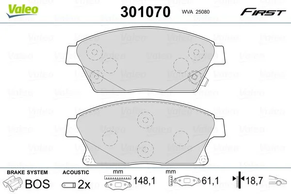 Brake Pad Set, disc brake VALEO 301070