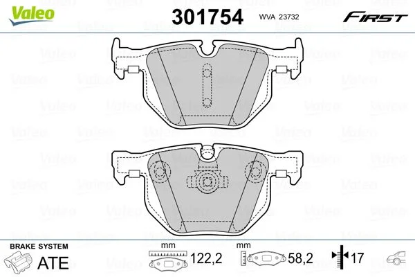 Stabdžių trinkelių rinkinys, diskinis stabdys VALEO 301754