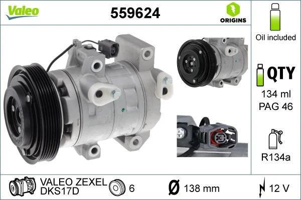 Compressor, air conditioning VALEO 559624