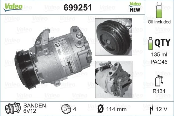 Compressor, air conditioning VALEO 699251