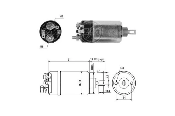 Solenoid Switch, starter ERA ZM522