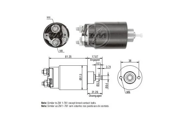 Solenoid Switch, starter ERA ZM761
