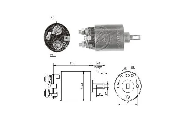 Solenoid Switch, starter ERA ZM787