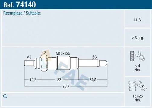 Glow Plug FAE 74140