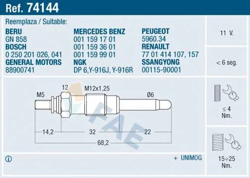 Glow Plug FAE 74144