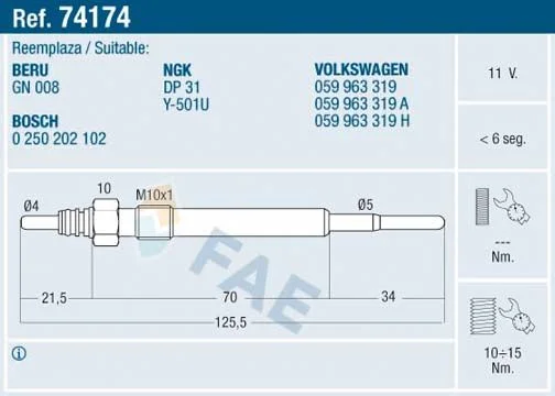 Glow Plug FAE 74174