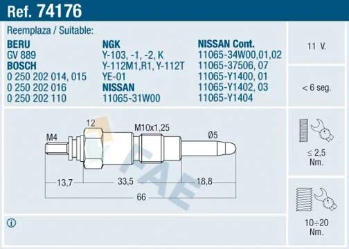 Glow Plug FAE 74176