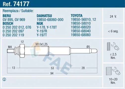 Glow Plug FAE 74177