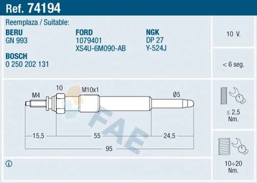 Glow Plug FAE 74194