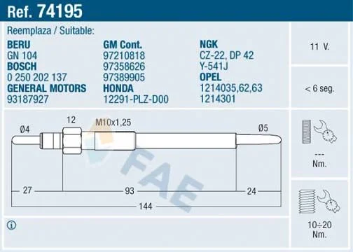 Glow Plug FAE 74195