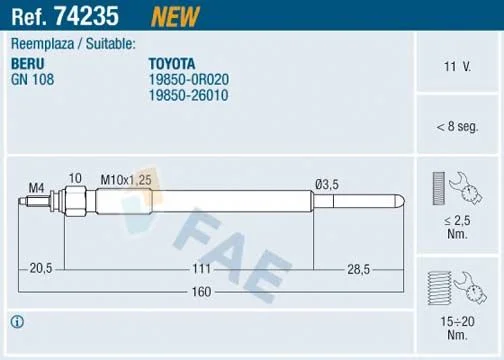 Glow Plug FAE 74235