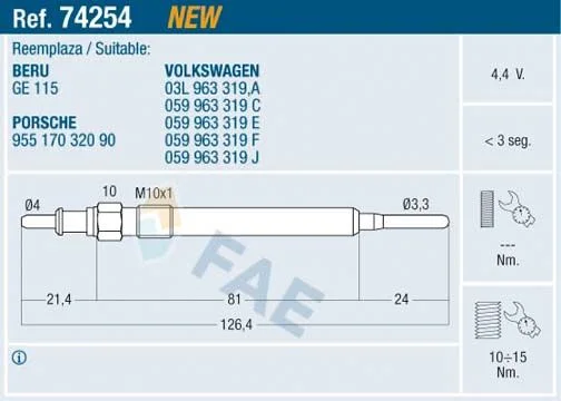 Glow Plug FAE 74254