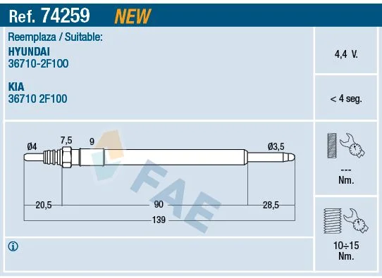 Glow Plug FAE 74259