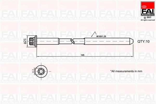 Komplet vijakov za glavo cilindra FAI AutoParts B1140