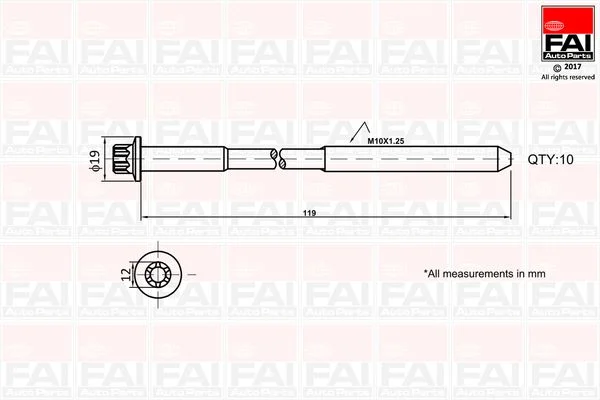 Cylinder Head Bolt Set FAI AutoParts B1321
