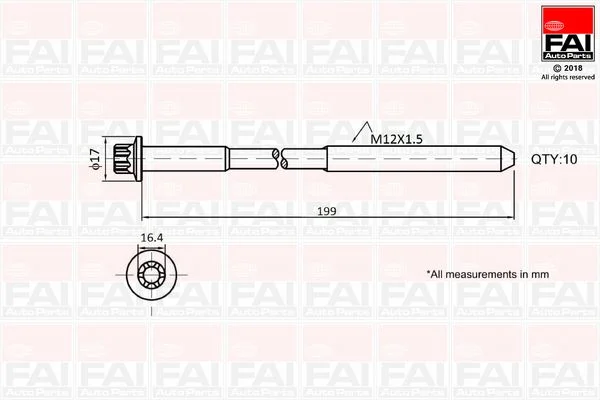 Komplet vijakov za glavo cilindra FAI AutoParts B1756